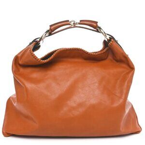 Gucci Calfskin Large Horsebit Chain Hobo Brown